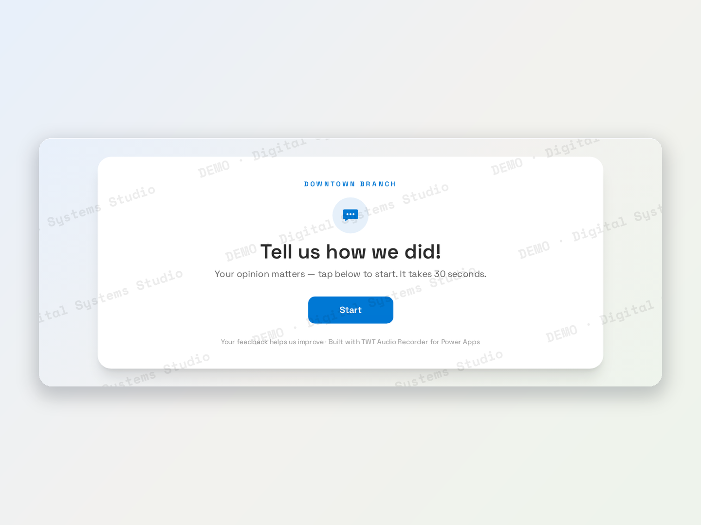 Welcome screen